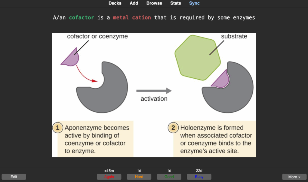 MCAT Anki Biochemistry Card Example